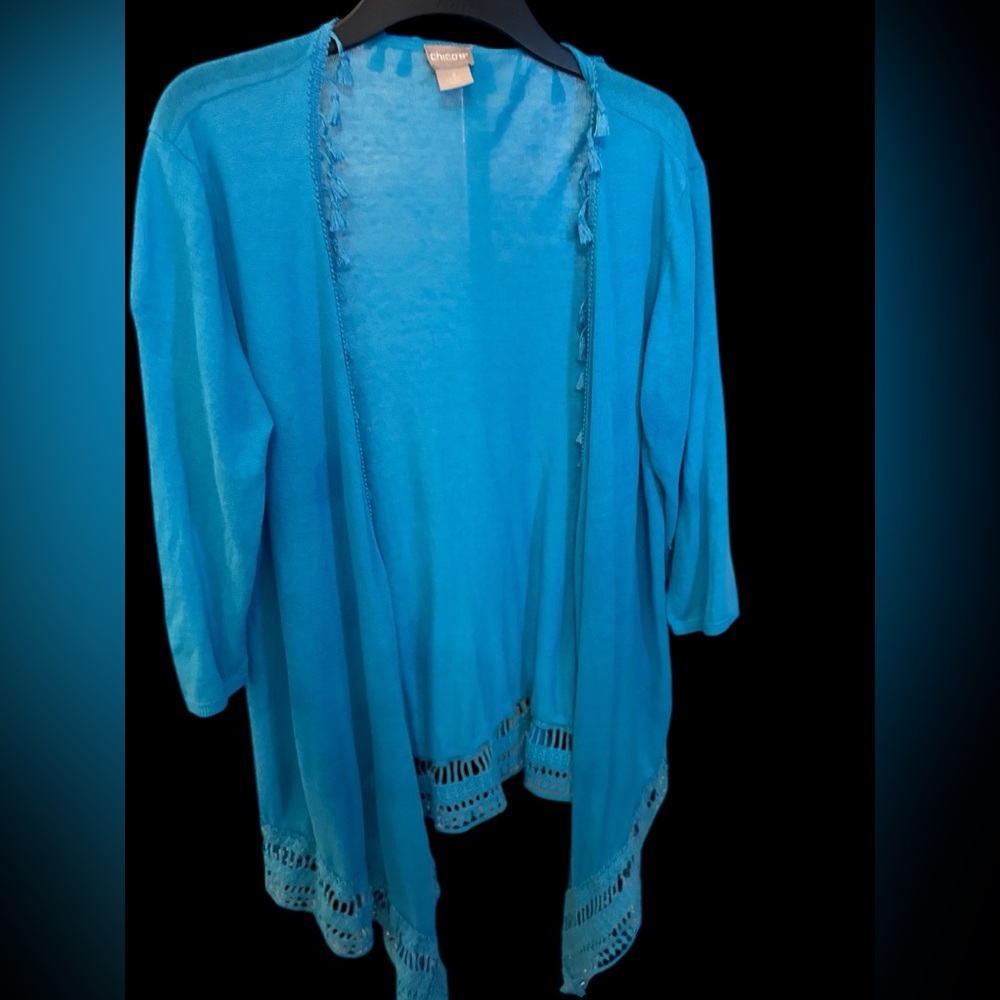 Chico's Vibrant Blue Open-Front Tunic SZ L